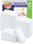 Scotch-Brite Magic Easy Eraser Sponge, Melamine Cleaner, Value Pack of 12 Pads - Removes Stains From Walls, Shoes, Sinks & More without Chemicals, White (NB03AA)