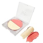 Ruby's Organics Cream Blush for Cheeks & Highlighter Duo Palette, Blusher for Face Makeup, Lightweight Flawless All Day Glow, All Skin Types, Natural &Paraben Free (Peach + Aura) 9g