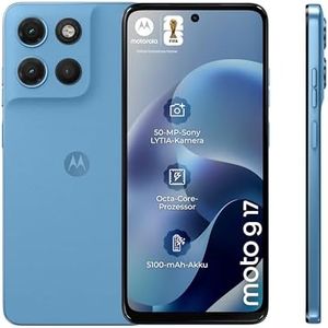 Motorola Moto g17 Smartphone (Kratzfestes 6,72"-FHD+-Display Corning Gorilla Glass 3, wasserabweisend, 50-MP-Kamera, 4/128 GB, 5100 mAh, TurboPower-Aufladen) Pantone Alaskan Blue, inkl. Schutzcover