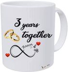 Alexus Happy 3rd Year Marriage Anniversary love Ceramic Coffee Mug Slogan Quote Printed Ceramic Coffee & Tea Mug, Cup Best Gifts For Wedding/Anniversary/Couple/Marriage/Birthday/Return Gift -(350 ML) - White