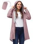 33,000ft Women's Rain Jacket Lightweight Hooded Long Rain Coat Waterproof Jacket Ladies Packable Functional Jacket Windbreaker Breathable Active Outdoor Coats Dotted Pink M/12