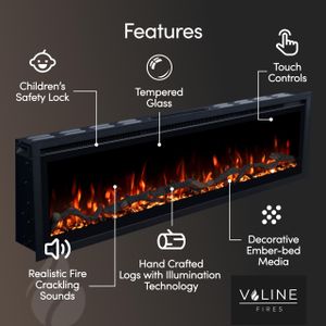 Valine 50" Electric Fireplace – Wall Mounted Heater