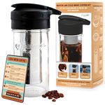 Masontops Cold Brew Makers Kit - Iced Coffee Cold Brew Coffee Maker Tea Maker - Easy Mason Jar Pour Spout & Sip Cap Coffee Accessories Coffee Cold Brew Maker 24 oz Iced Coffee Maker Cold Brew Machine