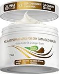 Vitamins Hair Mask Conditioner Keratin Treatment - Biotin Castor and Coconut Oil Deep Conditioning for Thin Fine Hair - Anti Frizz Moisturiser for Curly Straight Dry Damaged & Frizzy Locks