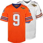 The Waterboy #9 Bobby Boucher Adam Sandler 50th Anniversary Movie Mud Dogs Bourbon Bowl Football Jersey, Orange, XX-Large