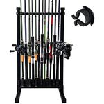 Goture 24-Capacity Fishing Rod Holders, Adjustable Aluminum Fishing Rod Rack for Garage, Space-Saving Fishing Rod Storage Fits Most Rods of Diameter 3-18mm, Black