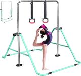 FBSPORT Folding Gymnastic Training Kip Bar with Rings,Expandable Gymnastics Bars Horizontal Bars Adjustable Height Fitness Equipment for Home/Floor/Practice/Gymnastics/Trainning/Parkour