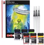 Marabu Watercolor Paint Set - Watercolor Paper Pad with 20 Sheets, A4 220 GSM - 6 Watercolor Inks, 3 Refillable Water Brushes - Watercolor Kit for Adults and Kids