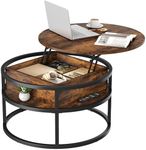 YITAHOME Round Lift Top Coffee Table with Storage, Coffee Tables for Living Room with Hidden Storage Compartment, Modern Coffee Table for Home Office, Wood Center Tables Living Room, Rustic Brown