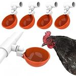 Lil'Clucker 5pc Large Automatic Chicken Waterer Cups with 1/2" PVC Tee Fittings - Chicken Water Cups, Chicken Water Feeder, for Chicks, Duck, Goose, Turkey - Poultry Waterer Feeder Kit - (Orange)