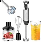 Bonsenkitchen Immersion Blender, 20 Variable Speeds & Turbo, 4-In-1 Stainless Steel Handheld Blender Stick Mixer with Egg Whisk, Beaker & Chopper Bowl