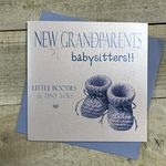 White Cotton Cards Blue, New Grandparents/Babysitters Little Booties & Tiny Toes Handmade Baby Boy Card, N212