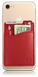 CardBuddy Deluxe: Leather Credit Card Holder Stick-On Wallet for iPhone and Android Smartphones (Red)