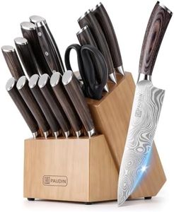 PAUDIN 17-Piece Kitchen Knife Set with Block & Sharpener for Home Cooks
