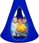 Sorbus Pod Swing for Kids - Durable Hanging Hammock Chair w/Adjustable Rope - 2 Windows & 1 Entrance - Tree Tent Sensory Swing for Kids Indoor Outdoor Use - 250lbs Sturdy Nest Swing - (40", Blue)