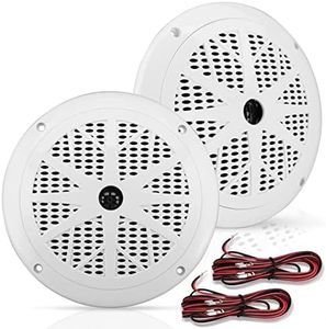 Pyle PLMR61W Dual 6.5'' Waterproof Marine Speakers, Full Range Stereo Sound, 120 Watt, White (Pair)