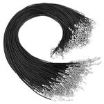 TUPARKA 120 Pcs Waxed Necklace Cord with Clasp Black Necklace Cord for Necklace Bracelet Jewelry Making