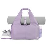 Gym Bag Women Yoga Bag with Shoe Compartment and Wet Pocket Travel Duffle Tote Yoga Mat Bag Large with Adjustable Mat Strap, Purple