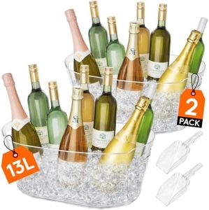 Lifewit 11.5L Ice Bucket for Parties 2 Pcs, Large Portable Drink Bucket for Cocktail Bar, Champagne Cooler for Beverage/Wine/Beer, Mimosa Bar Supplies Chiller Tub with Scoop 38 x18x20 cm/15x7x8 inches