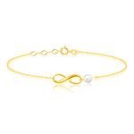 CARISSIMA Gold Women's 9ct Yellow Gold Infinity with Pearl Bracelet 17cm/6.5" - 19cm/7"