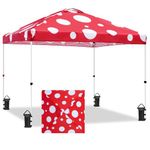 EAGLE PEAK 10x10 Pop Up Canopy Tent with Carry Bag, 4 Stakes, 4 Ropes, 4 Weight Bags, Easy Set Up Tent Canopy, 100sqft of Shade, Red Mushroom