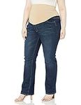 Three Seasons Maternity Womens Plus Size Bootcut Denim with Neutral Belly Band Jeans, Dark Wash Denim, 1X US, Dark Wash Denim, 1X