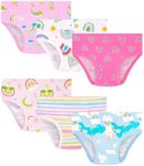 JAHSIYI Girls Underwear Size 8 7 Kids Pure 100% Cotton Panties Age 7-8 Years Old Children's Rainbow Print Underpants Full Coverage Undies Medium 7T 8T M Clothes