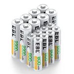 EBL 16pcs Ni-MH AA AAA Rechargable Batteries Combo (8 X 2300mAh AA Batteries and 8 X 800mAh AAA Batteries)