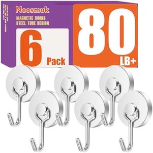 Neosmuk Swing Magnetic Hooks for Cruise Cabins – Heavy Duty 80lb Strong Magnet Hooks, Cruise Essentials for Ship, Fridge, Wall, Ceiling, Door, Hanging and Decorations (Pack of 6, Silver)