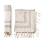 Turkish Hand Towel Set - Cotton Hand Towels for Kitchen and Bathroom; Decorative Boho Style - Perfect for Kitchen or Bath; 100% Soft Cotton, Set of 2, 17x37 Inches (Beige)