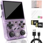 Anbernic RG353V Handheld Game Console Android 11+ LINUX, 3.5 Inches IPS Screen Support 5G WIFI 4.2 Bluetooth RK3566 64G TF Card Built-in 4450 Classic Games 64bit Game Console 3500mAh Battery (Purple)