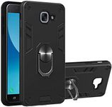 SkyTree Plastic Robotic Shock Proof Dual Layer Hybrid Armor Back Cover Case with Kickstand for Samsung Galaxy J7 Max/Samsung Galaxy ON Max - (Black)