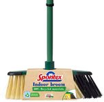 Spontex Eco Green Indoor Broom Made from 100% Recycled Materials with Telescopic Handle, 2 Different Types of Bristles