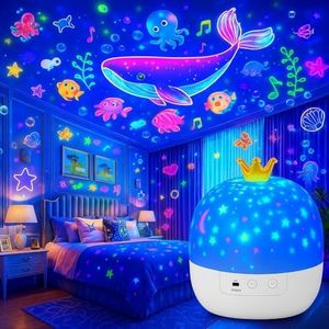 Kids Star Night Light Projector – 21 Slide Themes with 360° Rotation & Modes Crown-Shaped Galaxy Light for Boys & Girls Birthday, Christmas, Easter& Room Decor