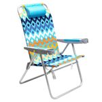 SunnyFeel Folding Beach Chair 5-Postion Adjustable Reclining High Back Head Rest Aluminum Portable Lounge Chairs for Adults Outdoor (Ocean Wave)