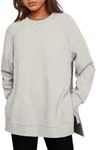 EFAN Womens Oversized Sweatshirts CrewNeck Pullover Soft Y2K Hoodies 2024 Fall Outfits Zipper Teen Girls Clothes Sweaters, Grey, X-Large