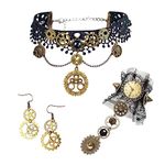 JeVenis Steampunk Accessories Women Vintage Clockwork Earrings Gloves Gothic Lace Wristband Bracelet Gear Choker Necklace Steampunk Costume