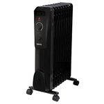 Zanussi 2000W/2KW Oil Filled Radiator, 9 Fin Portable Electric Heater - Black, Adjustable Thermostat with 3 Heat Settings, Safety Cut-off, 20 m sq Room Size, ZOFR5004B, 2 Year Guarantee