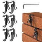 6Pcs Stainless Steel Brick Hooks, Brick Clips, No-Drill brick Hangers For Outdoor Hanging. Brick Clamp or Brick Hangers Adjustable Clamp Fits 2.75 to 1.78 Inch Bricks. No Wall Damage(Black).