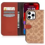 Coach Signature Canvas Two Piece Detachable Wallet Folio iPhone 15 Pro Max Case, Compatible with Wireless Charging - Signature Tan