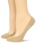 HUE Women's 2 Pair Pack Ultra Low Cut Liner Sock, Cream, M-L