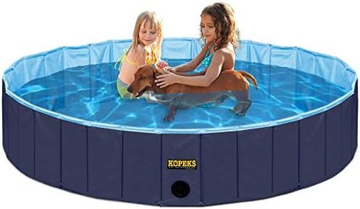 KOPEKS Outdoor Swimming Pool Bathing Tub - Portable Foldable - Ideal for Pets - Large 47" x 12", Blue (Pool-Blue-Large)