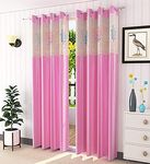 Parda Sansar Floral Net Polyester Curtains for Window 5 Feet, Pink (Pink, Window 5 Feet)