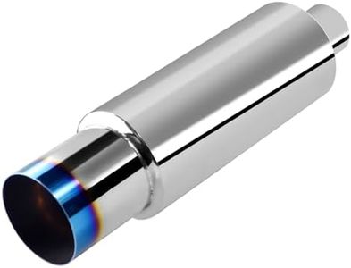 VehiMata Exhaust Muffler,Stainless Steel Exhaust Tip,Universal 18.5" Length (Burnt,3" Inlet 4" Outlet)