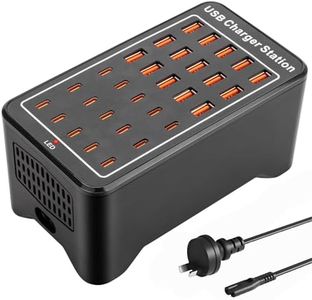 CyperEver 150W USB C Charging Station for Multiple Devices - 30 Ports(15A+15C) USB Charger Fast Charging Station Multi Device Fast Charger Block for iPhone Galaxy Home Office