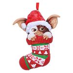 Nemesis Now Gremlins Gizmo in Stocking Hanging Festive Decorative Ornament for Christmas, Red, 12cm