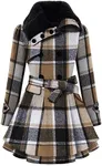 Zeagoo Women's Fall Clothes Oversized Long Sleeve Jacket Wool Trench Coat With Pockets Plaid Jacket