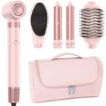 MESCOMB Professional 5 in 1 Hot Air Styler,High Speed Blow Dryer & Straightener Set,Fast Drying Ions Hair Dryer, No Heat Damage,Multi Styler for Curling Volumizing Straightening with Travel Bag