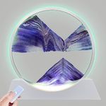 Aoderun 12" Moving Sand Art Liquid Motion with Light 3 Color Changing Moving Sand Art Picture Round Glass 3D Deep Sea Sand Art Sandscapes for Adult Relaxing Toys Desktop Home Office(Purple)