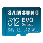 SAMSUNG EVO Select Micro SD Memory Card + Adapter, 512GB microSDXC 160MB/s Full HD & 4K UHD, UHS-I, U3, A2, V30, for Android Smartphones, Tablets, Nintendo-Switch (MB-ME512SA/AM) [Canada Version]